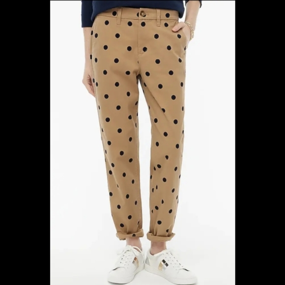 J CREW high rise girlfriend chino polkadot khaki 0 - Picture 2 of 11
